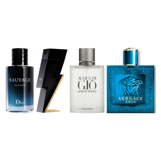 1X4: SAUVAGE DIOR, CH BAD BOY, ACQUA DI GIO, VERSACE EROS